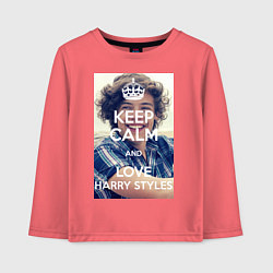 Лонгслив хлопковый детский Keep Calm & Love Harry Styles, цвет: коралловый