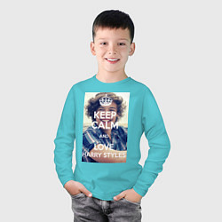 Лонгслив хлопковый детский Keep Calm & Love Harry Styles, цвет: бирюзовый — фото 2