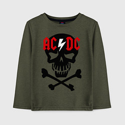 Лонгслив хлопковый детский AC/DC Skull, цвет: меланж-хаки
