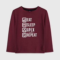 Лонгслив хлопковый детский Eat, Sleep, Apex, Repeat, цвет: меланж-бордовый