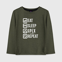 Лонгслив хлопковый детский Eat, Sleep, Apex, Repeat, цвет: меланж-хаки