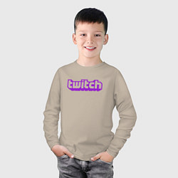 Лонгслив хлопковый детский Twitch Logo, цвет: миндальный — фото 2
