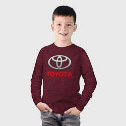 Лонгслив хлопковый детский TOYOTA, цвет: меланж-бордовый — фото 2