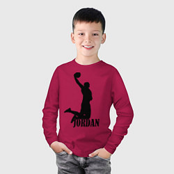 Лонгслив хлопковый детский Jordan Basketball, цвет: маджента — фото 2