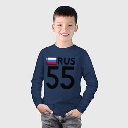 Лонгслив хлопковый детский RUS 55, цвет: тёмно-синий — фото 2