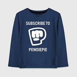 Лонгслив хлопковый детский Subscribe to PewDiePie, цвет: тёмно-синий