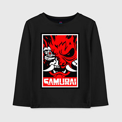Лонгслив хлопковый детский Cyberpunk 2077: Samurai Poster, цвет: черный