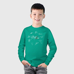Лонгслив хлопковый детский STRAY KIDS АВТОГРАФЫ, цвет: зеленый — фото 2