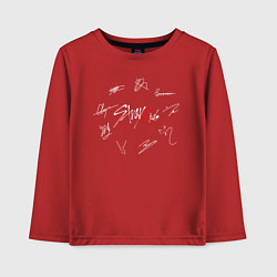 Лонгслив хлопковый детский STRAY KIDS АВТОГРАФЫ, цвет: красный