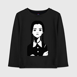 Лонгслив хлопковый детский Wednesday Addams, цвет: черный