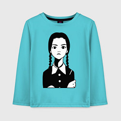 Лонгслив хлопковый детский Wednesday Addams, цвет: бирюзовый