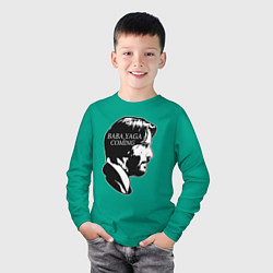 Лонгслив хлопковый детский Baba Yaga is Coming, цвет: зеленый — фото 2