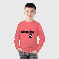 Лонгслив хлопковый детский Гитарист, цвет: коралловый — фото 2