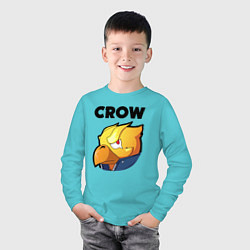 Лонгслив хлопковый детский BRAWL STARS CROW PHOENIX, цвет: бирюзовый — фото 2