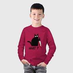 Лонгслив хлопковый детский What cat, цвет: маджента — фото 2