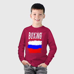 Лонгслив хлопковый детский Бокс Россия, цвет: маджента — фото 2