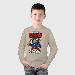 Лонгслив хлопковый детский BRAWL STARS CROW, цвет: миндальный — фото 2