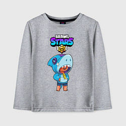Лонгслив хлопковый детский BRAWL STARS LEON SHARK, цвет: меланж