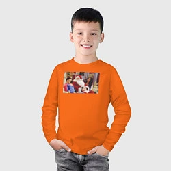 Лонгслив хлопковый детский Wow, цвет: оранжевый — фото 2