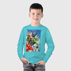 Лонгслив хлопковый детский Лига Справедливости, цвет: бирюзовый — фото 2