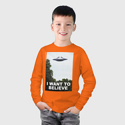 Лонгслив хлопковый детский I WANT TO BELIEVE, цвет: оранжевый — фото 2