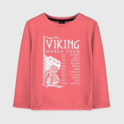 Лонгслив хлопковый детский Viking world tour, цвет: коралловый
