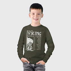 Лонгслив хлопковый детский Viking world tour, цвет: меланж-хаки — фото 2