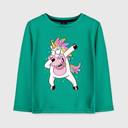 Лонгслив хлопковый детский Dabbing Unicorn, цвет: зеленый