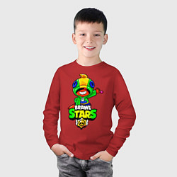 Лонгслив хлопковый детский Brawl Stars LEON, цвет: красный — фото 2