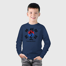 Лонгслив хлопковый детский Taekwondo, цвет: тёмно-синий — фото 2