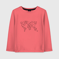 Лонгслив хлопковый детский Карта мира-минимализм, цвет: коралловый