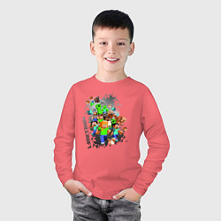 Лонгслив хлопковый детский Minecraft, цвет: коралловый — фото 2