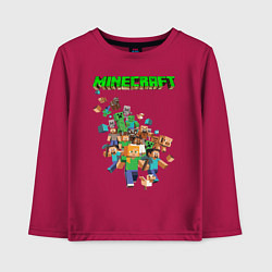 Лонгслив хлопковый детский Minecraft, цвет: маджента