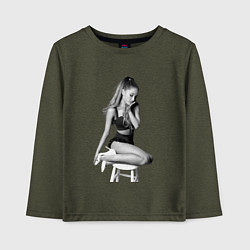 Лонгслив хлопковый детский ARIANA GRANDE, цвет: меланж-хаки