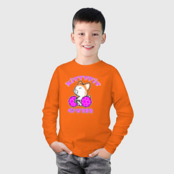 Лонгслив хлопковый детский Kittyfit Gym, цвет: оранжевый — фото 2