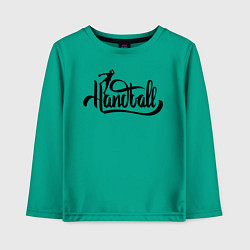 Лонгслив хлопковый детский Handball lettering, цвет: зеленый