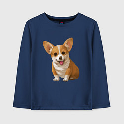 Лонгслив хлопковый детский Корги, цвет: тёмно-синий