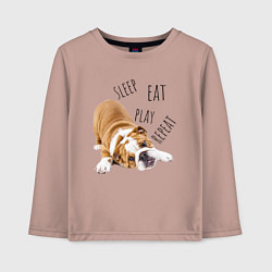 Лонгслив хлопковый детский Sleep Eat Play Repeat Бульдог, цвет: пыльно-розовый