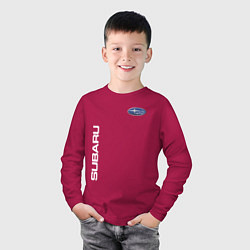 Лонгслив хлопковый детский SUBARU, цвет: маджента — фото 2