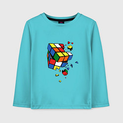 Лонгслив хлопковый детский Кубик Рубика, цвет: бирюзовый
