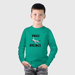 Лонгслив хлопковый детский ЖМЫХ AIRLINES, цвет: зеленый — фото 2