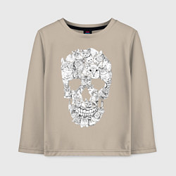 Лонгслив хлопковый детский ЧЕРЕП ИЗ КОТИКОВ, цвет: миндальный