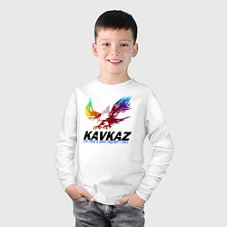 Лонгслив хлопковый детский Кавказ, цвет: белый — фото 2