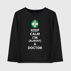 Лонгслив хлопковый детский Keep calm I??m a doctor, цвет: черный