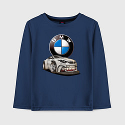 Лонгслив хлопковый детский BMW оскал, цвет: тёмно-синий