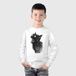 Лонгслив хлопковый детский Грозовой, кошак опасный, цвет: белый — фото 2