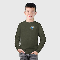 Лонгслив хлопковый детский BMW LOGO 2020, цвет: меланж-хаки — фото 2