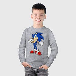 Лонгслив хлопковый детский Sonic, цвет: меланж — фото 2