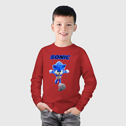 Лонгслив хлопковый детский SONIC, цвет: красный — фото 2