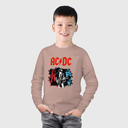 Лонгслив хлопковый детский ACDC, цвет: пыльно-розовый — фото 2